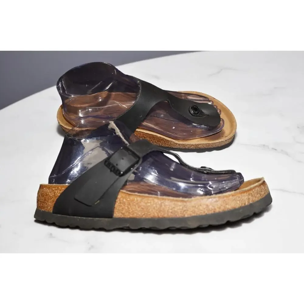 Birkenstock Gizeh Black Leather Sandals Women’s Size 37 (US 6-6.5) Germany